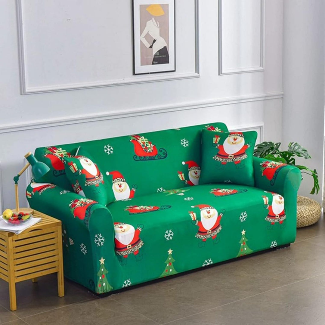 Seduta imbottita Natale Copridivano Elasticizzato Lavabile, Natale nero