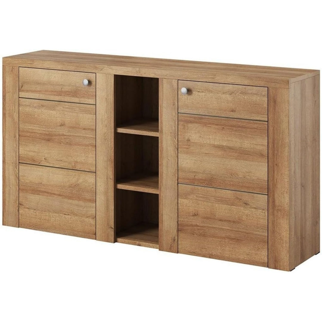 Arredo per soggiorno con illuminazione LED in MDF rovere