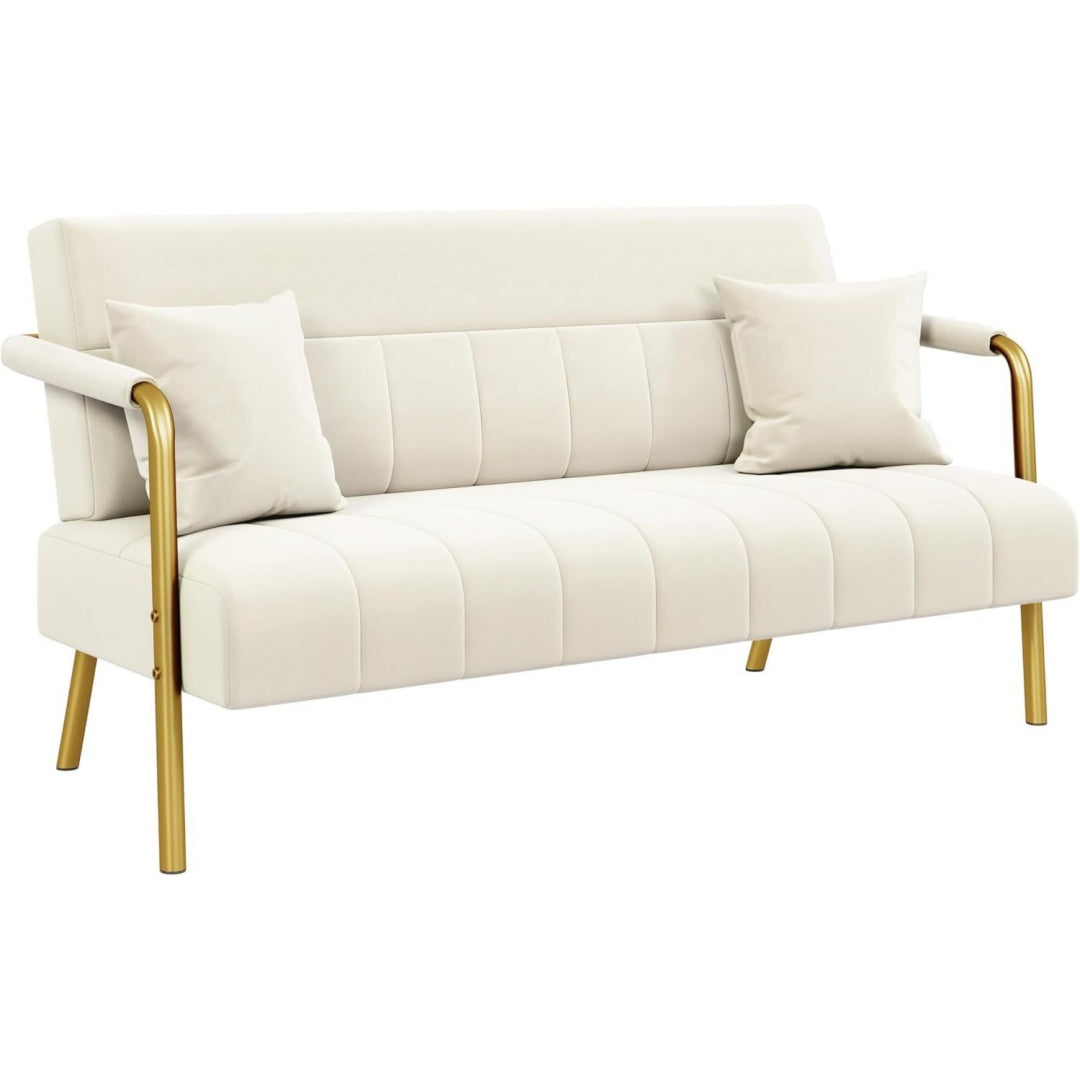 Seduta imbottita beige reclinabile struttura in metallo