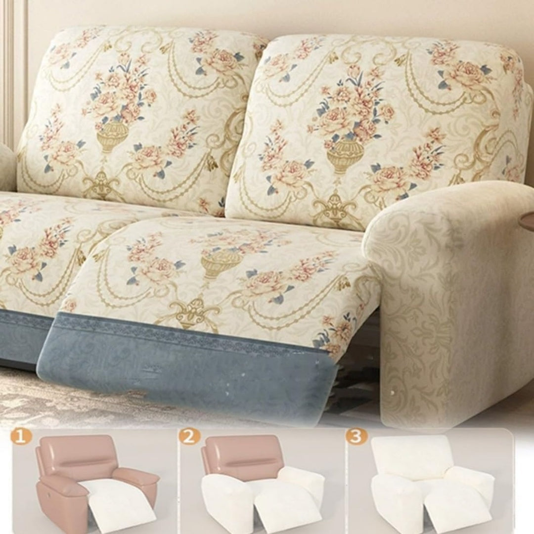Divano da soggiorno Floreale Copripoltrona Relax Reclinabile Posti beige