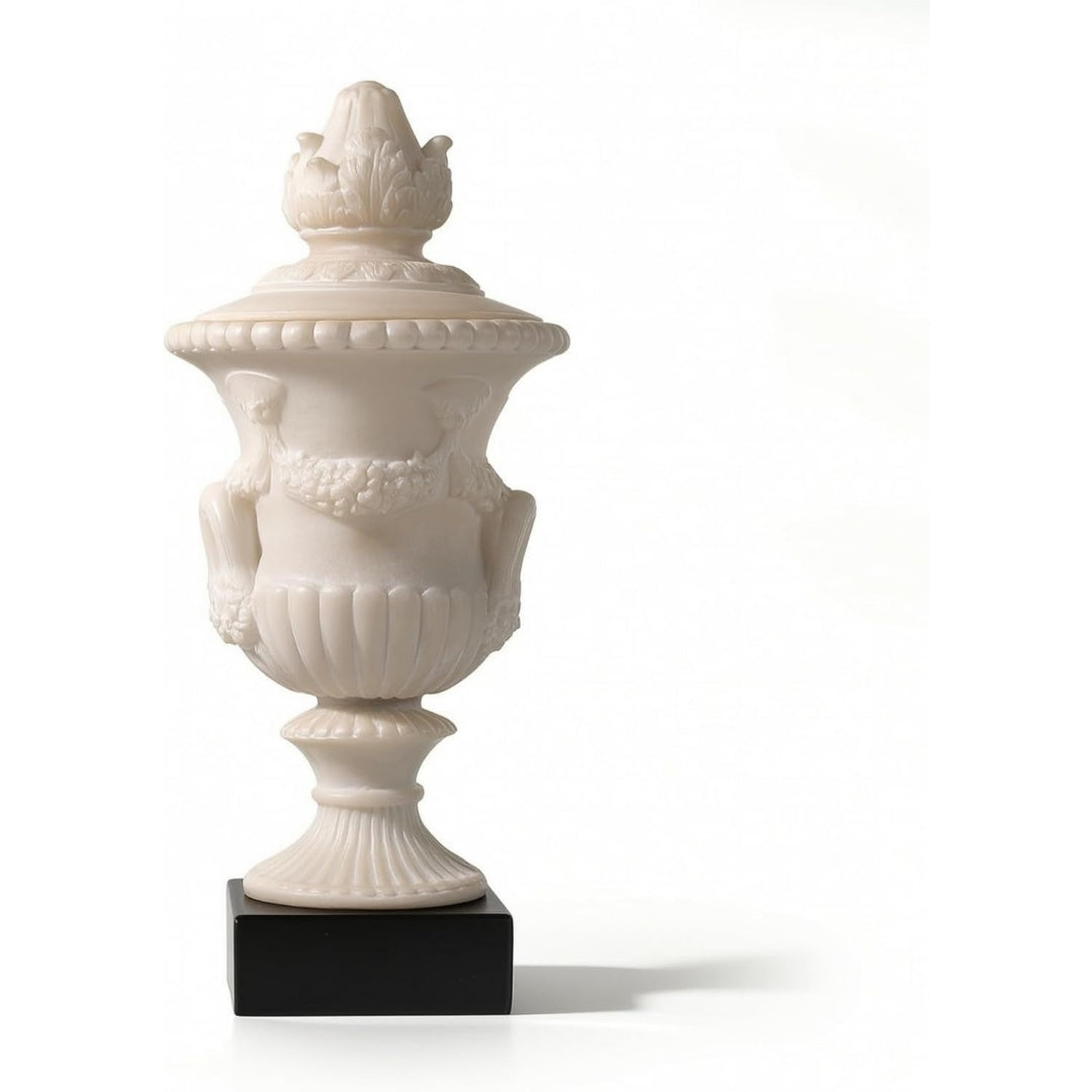 Mobile funzionale Vaso Decorativo Resina Coperchio Rilievi crema