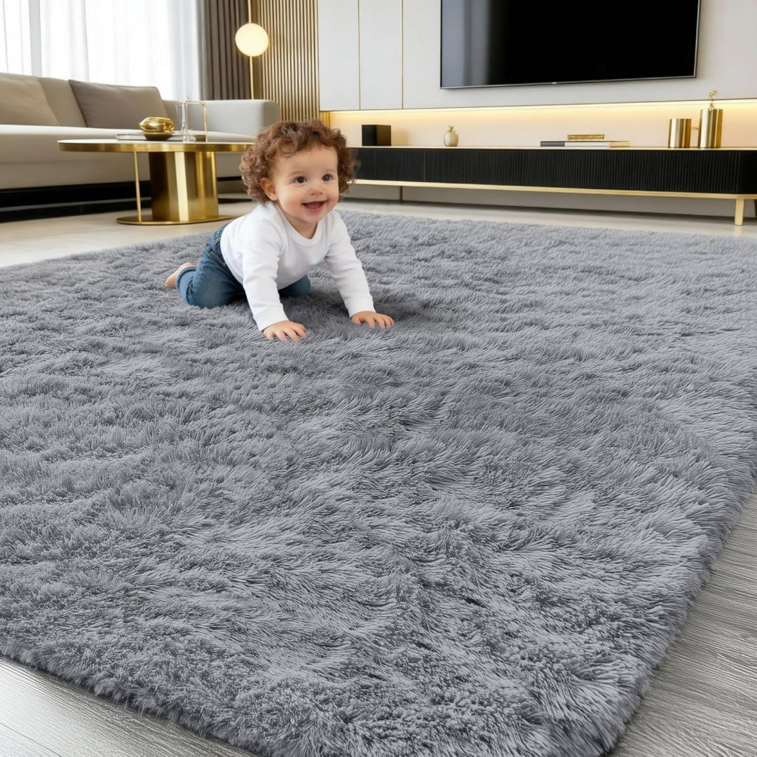 Arredo per soggiorno smiry Tappeto pelo lungo, morbido, grigio