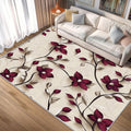 Tappeti di zona Tappeti floreali bordeaux camera letto, beige