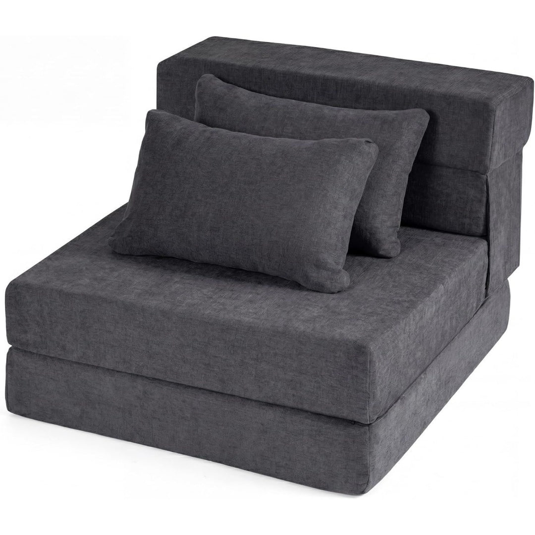 Divano confortevole grigio pieghevole
