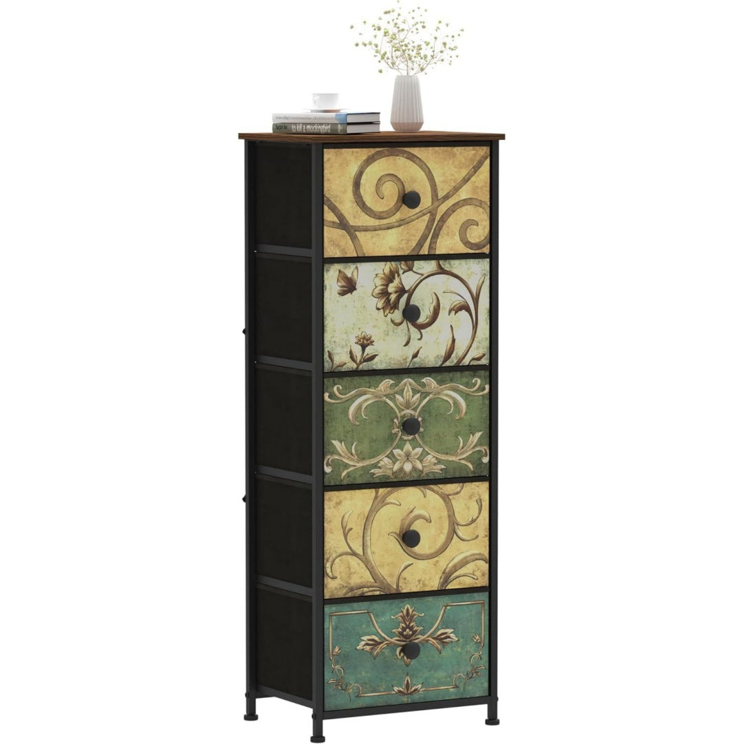 Arredo per soggiorno con cassetti rivestimento in tessuto nero