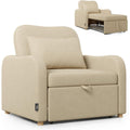 Seduta imbottita beige regolabile con braccioli