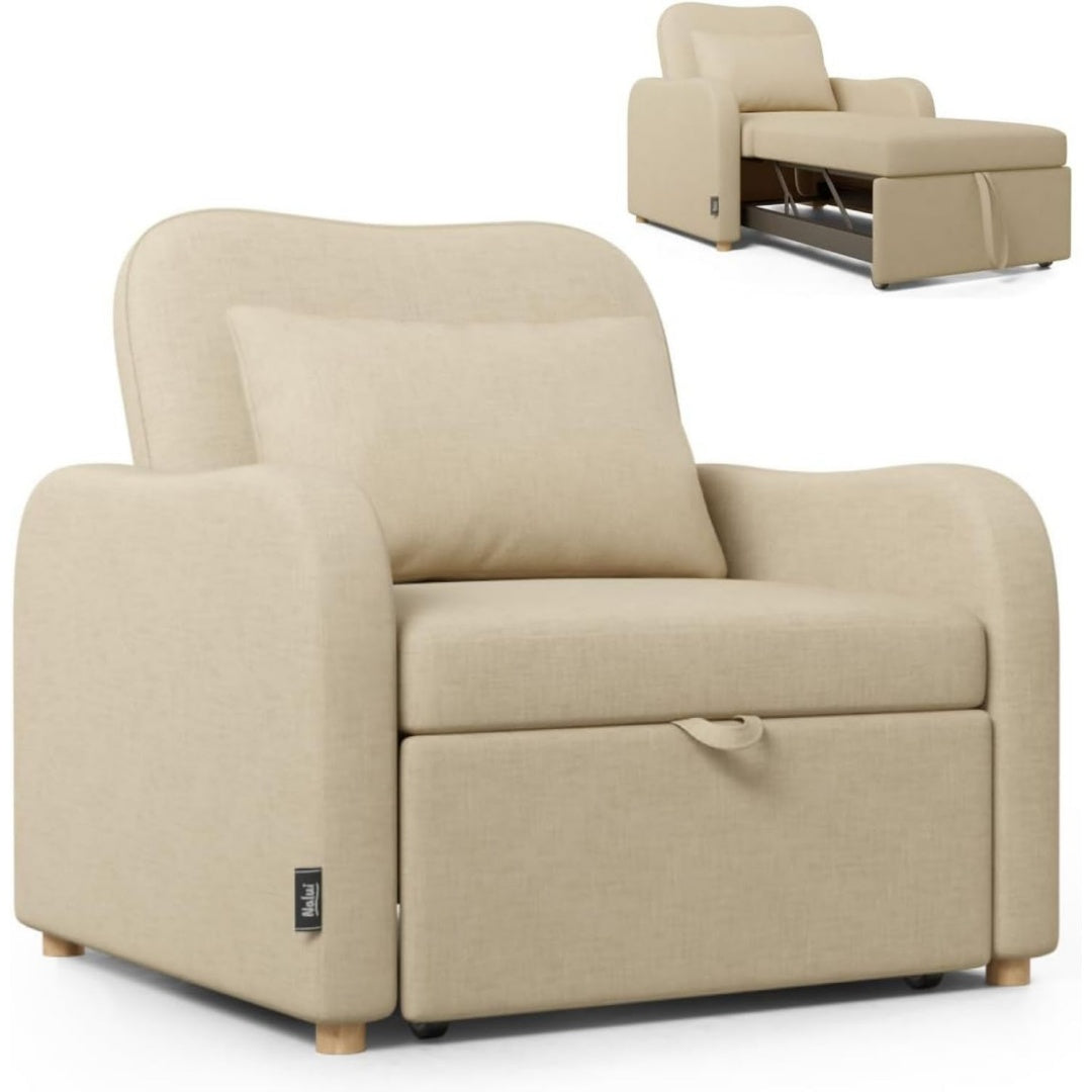 Seduta imbottita beige regolabile con braccioli