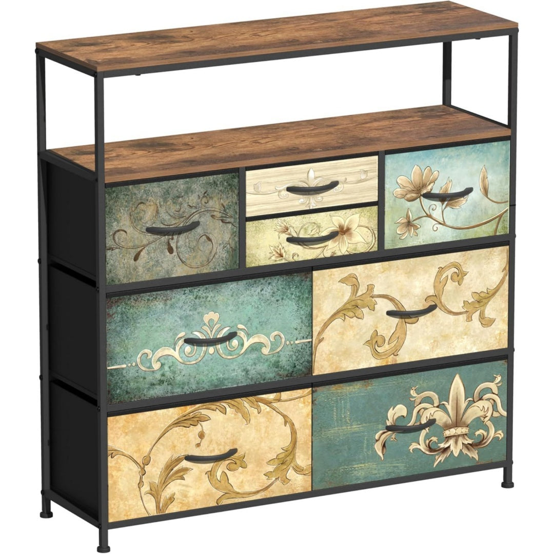 Credenza da soggiorno con cassetti struttura in metallo naturale